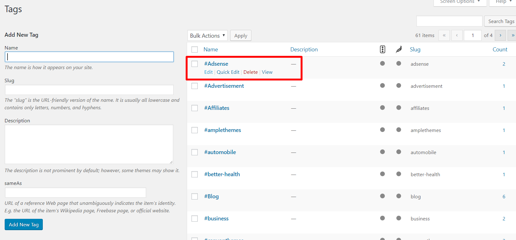 WordPress Categories and Tags 