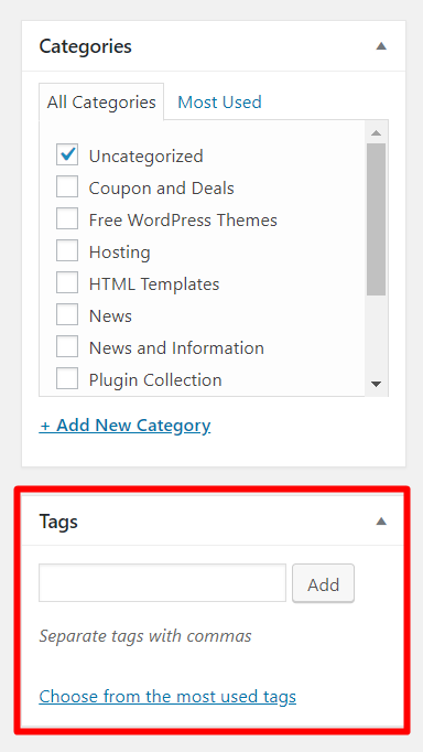 WordPress Categories and Tags 