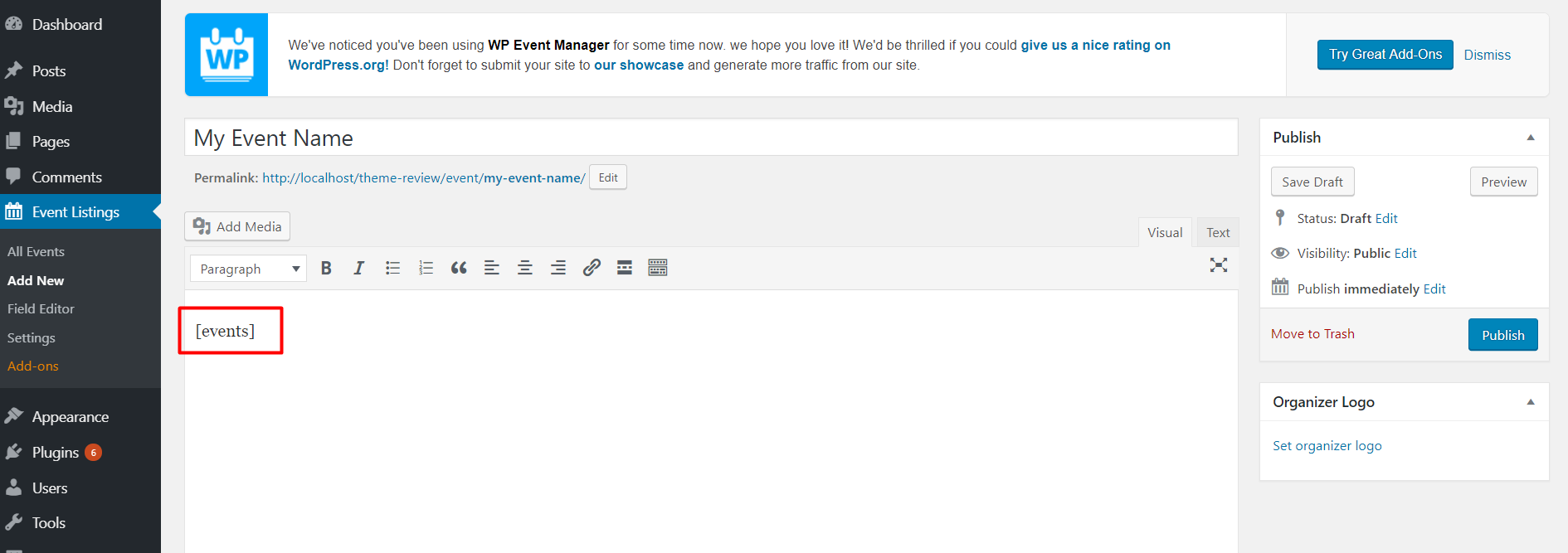 WordPress Event Management Plugin