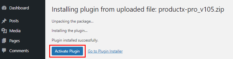 Click on Activate Plugin Option