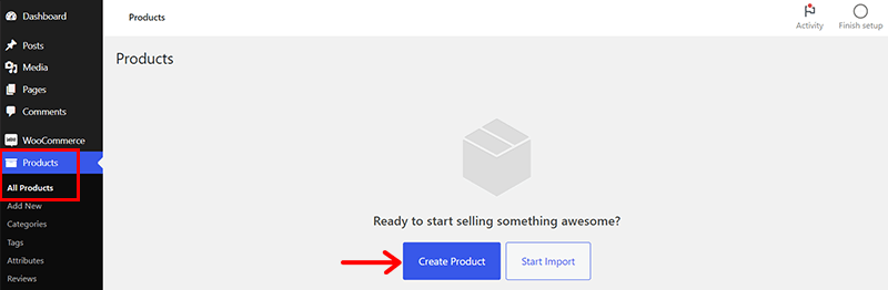 go to woocommerce products and click on create product